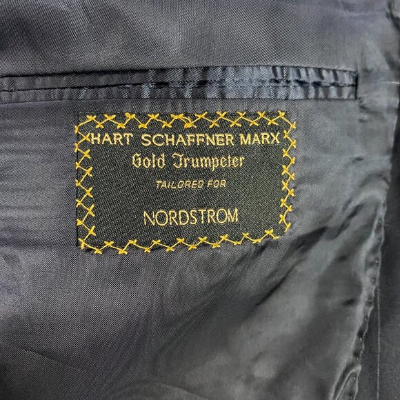 Hart Schaffner Marx Gold Trumpeter Sport Coat Blazer Men's 42 XL Blue Pinstripe - Picture 6 of 14